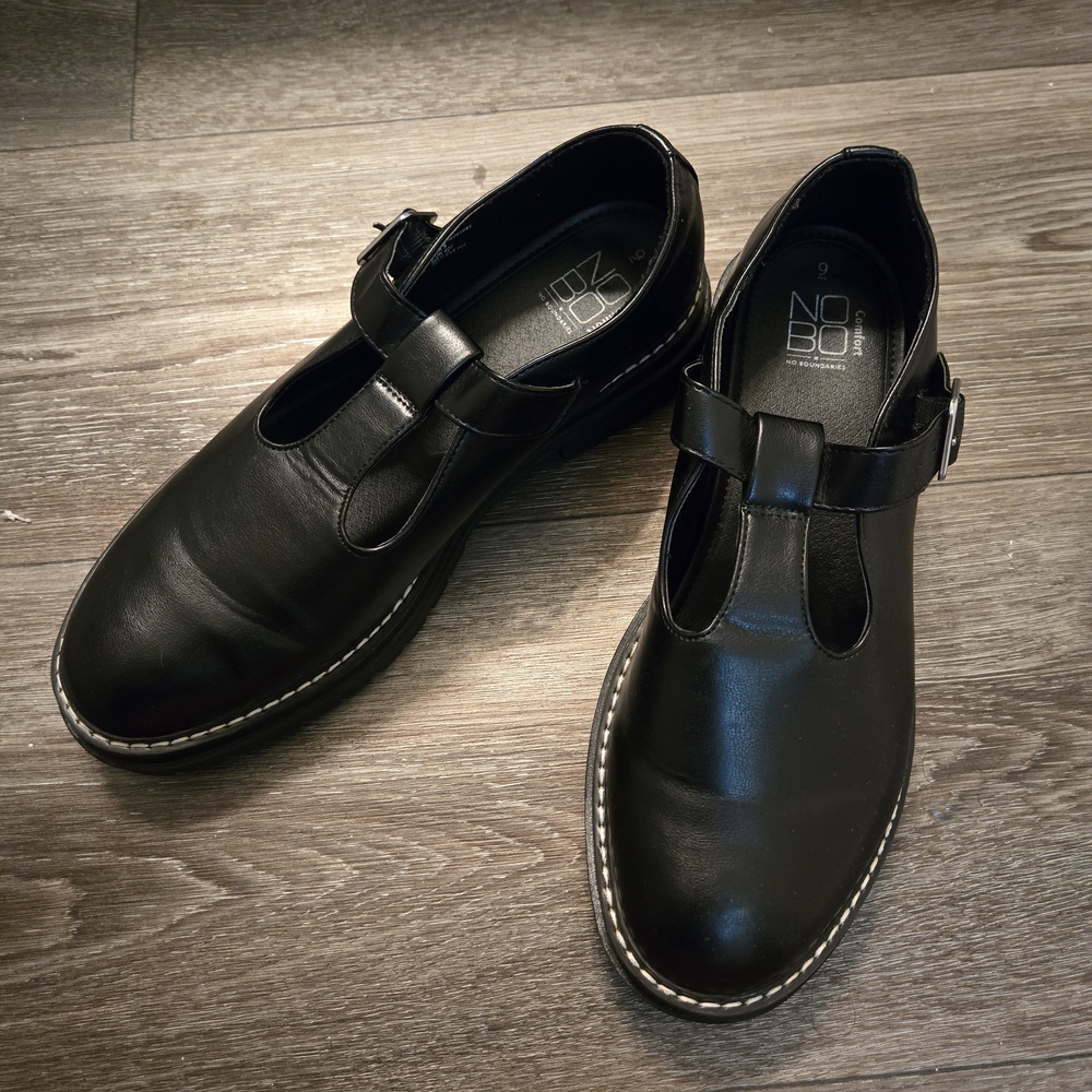 No Boundaries Black Mary Jane Loafers with Buckle